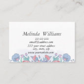 Modern Chic Waterverf Blue Hydrangeas Floral Visitekaartje (Achterkant)