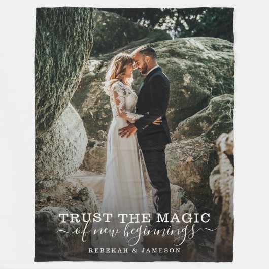 Modern Chic Wedding Love Couple Trust Magic Foto Fleece Deken (Voorkant)