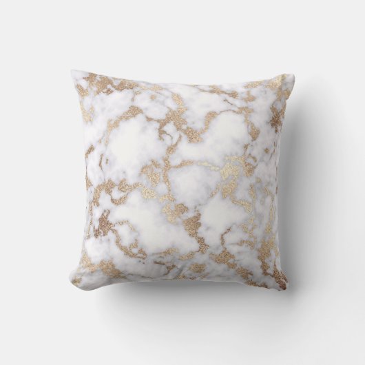 Modern Chic White Gold Foil marble Pattern Kussen (Voorkant)