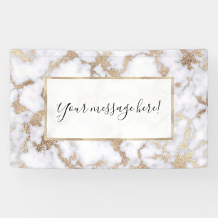 Modern Chic White Gold Foil marble Pattern Spandoek