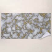 Modern Chic White Gold Foil marble Pattern Strandlaken (Voorkant)