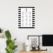 MODERN Chic Wide Stripes w Trident Wedding Seding Poster (Thuiskantoor)