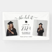 Modern Chic Ze deed het Afstuderen 2 foto Afstuder Spandoek (Horizontaal)