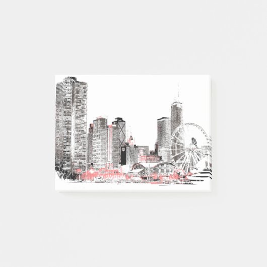 Modern Chicago Skyline Post-it® Notes (Voorkant)