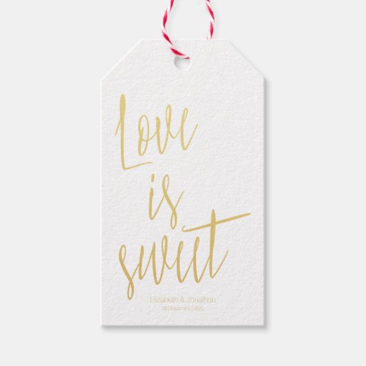 Modern ChicGold "Liefde is lief" bruiloft gunst La Cadeaulabel (Voorkant)