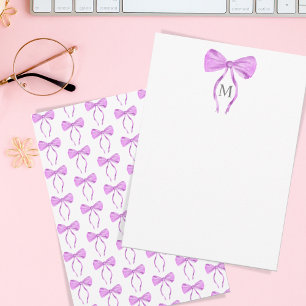 Modern Chick Waterverf Bow Monogram Notitiekaartje