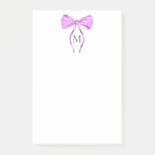 Modern Chick Waterverf Bow Monogram Post-it® Notes (Voorkant)
