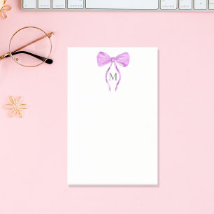 Modern Chick Waterverf Bow Monogram Post-it® Notes
