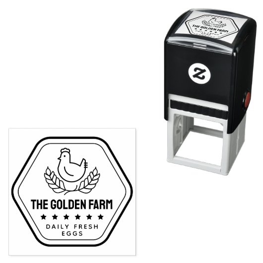 Modern Chicken Fresh Eggs Business Zelfinktende Stempel (In situ)