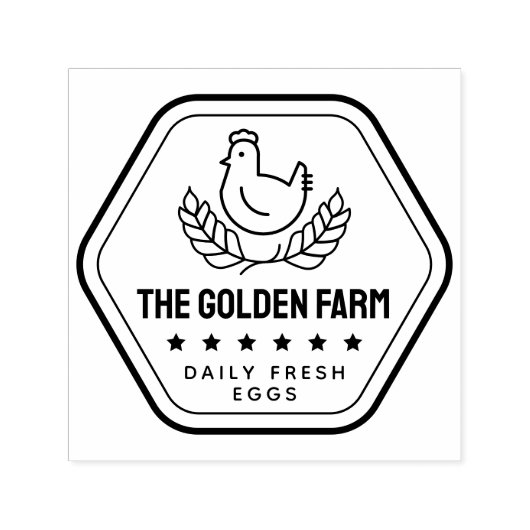 Modern Chicken Fresh Eggs Business Zelfinktende Stempel (Design)