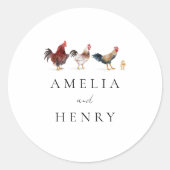 Modern Chicken Wedding Favor Ronde Sticker (Voorkant)