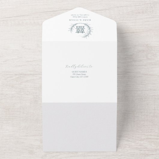 Modern Chinees Alles in een bruiloft uitnodiging (Buitenkant)