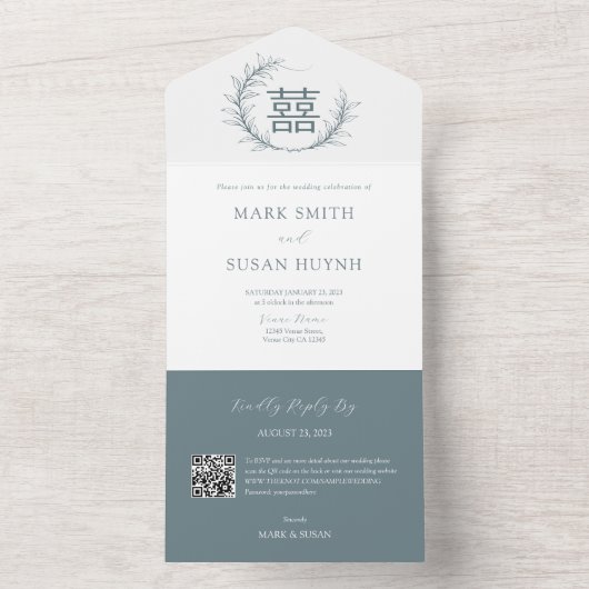 Modern Chinees Alles in een bruiloft uitnodiging (Binnen)