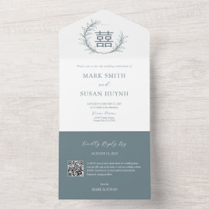 Modern Chinees Alles in een bruiloft uitnodiging