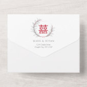 Modern Chinees Alles in een bruiloft uitnodiging ( (Achterkant)