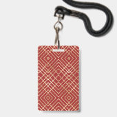 Modern Chinees rood kunstdeco Geometric Pattern Badge (Achterkant met koord)