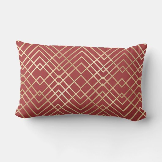 Modern Chinees rood kunstdeco Geometric Pattern Buitenkussen (Achterkant)