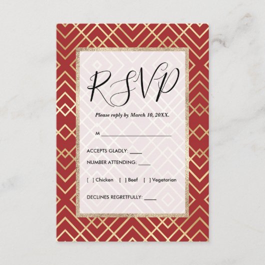 Modern Chinees rood kunstdeco Geometric Pattern Informatiekaartje (Voorkant)