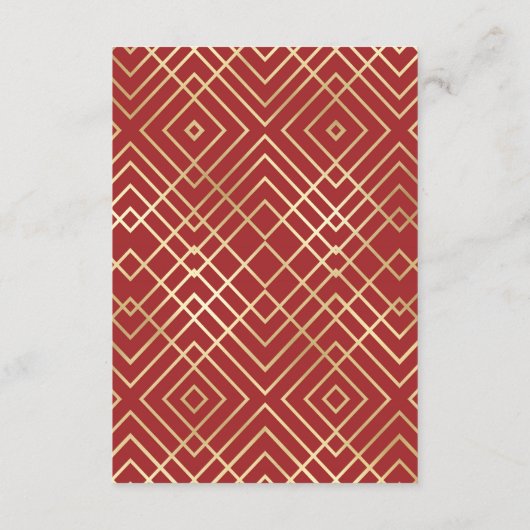 Modern Chinees rood kunstdeco Geometric Pattern Informatiekaartje (Achterkant)