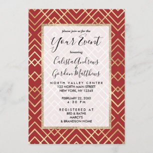 Modern Chinees rood kunstdeco Geometric Pattern Kaart