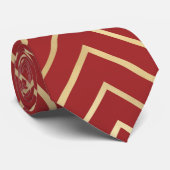 Modern Chinees rood kunstdeco Geometric Pattern Stropdas (Opgerold)