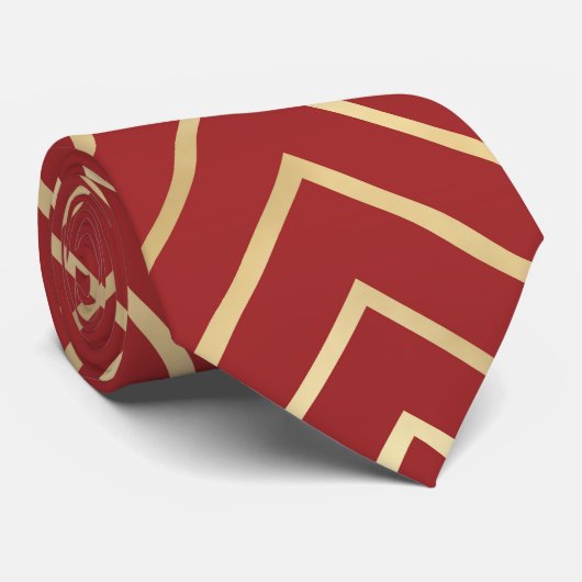 Modern Chinees rood kunstdeco Geometric Pattern Stropdas (Opgerold)