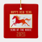 Modern Chinese Horse New Year 2026 Keramisch Ornament (Achterkant)