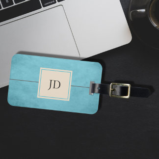 Modern chique blauw Bagagelabel