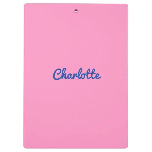 Modern Chique Blauw Roze Aangepaste Naam Girly Scr Klembord (Achterkant)