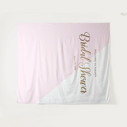 Modern chique blush roze gouden script gepersonali wandkleed (Voorkant (horizontaal))