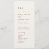 Modern chique Boho crème plat huwelijksprogramma Programma (Voorkant)