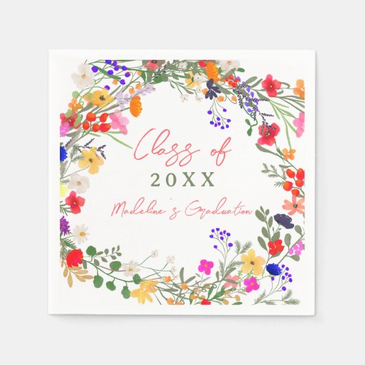 Modern chique boho wildflower afstuderen servet (Voorkant)