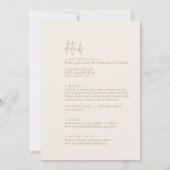 Modern chique  goud alles in één bruiloft kaart (Achterkant)