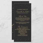 Modern chique goud gespikkeld op zwart bruiloft pr programma (Voorkant / Achterkant)