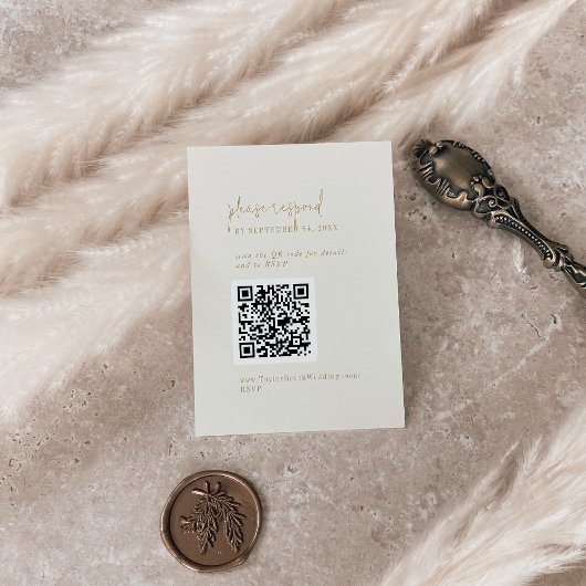 Modern Chique Goud QR Code RSVP Informatiekaartje