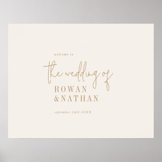 Modern chique gouden afdrukbare bruiloft welkom poster (Voorkant)