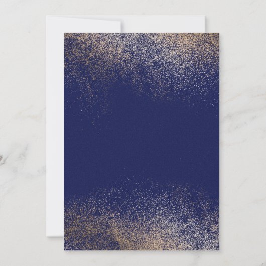 Modern chique gouden Confetti marineblauw bruiloft Kaart (Achterkant)