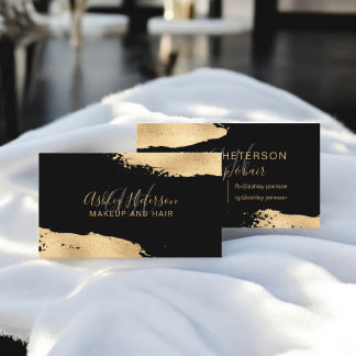 Modern chique gouden folie penseelstreek make-up m visitekaartje