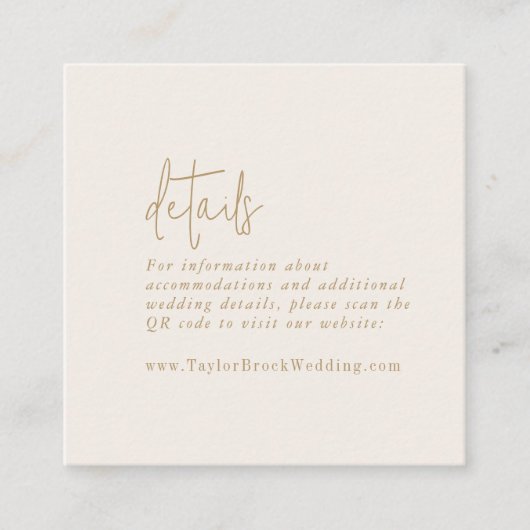 Modern chique gouden QR-code Details Informatiekaartje (Voorkant)