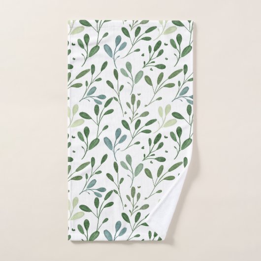 Modern chique groen Waterverf botanische bladeren Bad Handdoek (Handdoek)