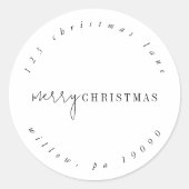 Modern chique kerst circulaire retour adres ronde sticker (Voorkant)