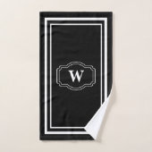 Modern Chique Monochroom Zwart-wit Monogram Bad Handdoek (Handdoek)