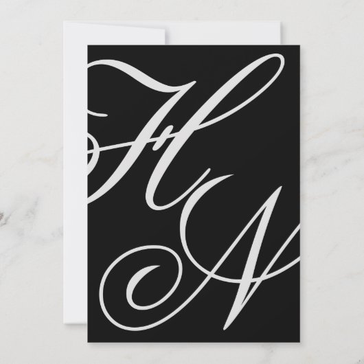 Modern Chique Monogram Zwart-wit Bruiloft Kaart (Achterkant)