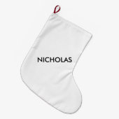Modern chique noem het gepersonaliseerd wit grote kerstsok (Voorkant (Hangend))