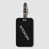 Modern chique noem het gepersonaliseerd zwart bagagelabel (Voorkant (verticaal))