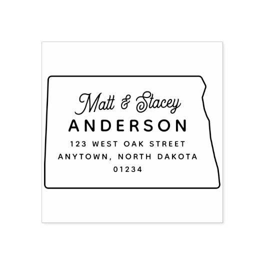 Modern Chique NORTH DAKOTA State Retouradres Rubberstempel (Afrduk)