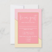 Modern chique pastel roze crème gouden script brui RSVP kaartje (Voorkant)
