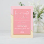 Modern chique pastel roze crème gouden script brui RSVP kaartje (Staand voorkant)