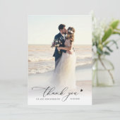 Modern chique script foto bruiloft dank je wel bedankkaart (Staand voorkant)