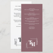 Modern chique stoffige Paarse minimale bruiloft da Menu (Voorkant / Achterkant)